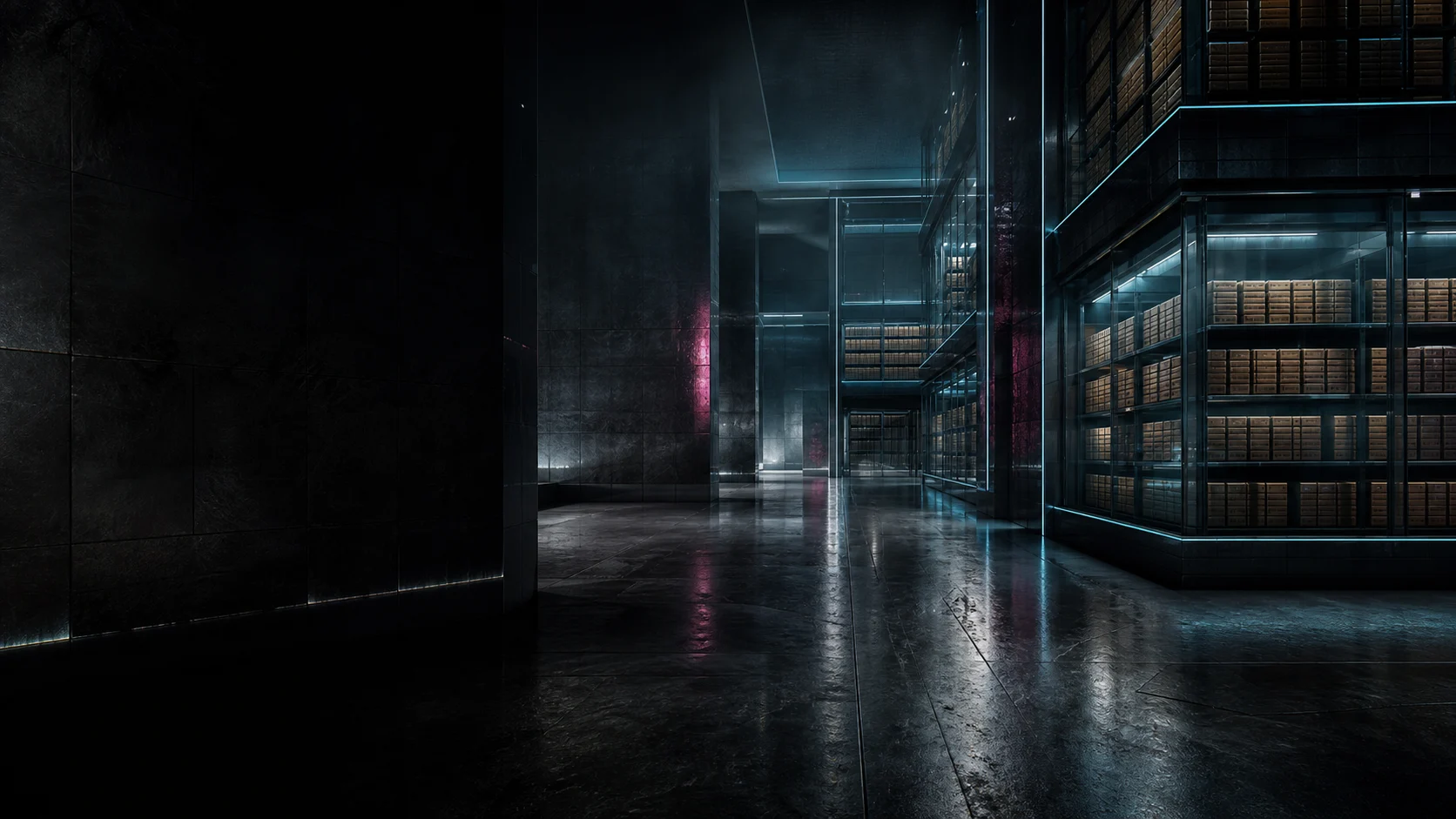 Archives architecturales protégées par des vitrines
