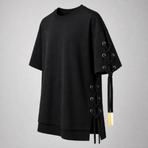 T-shirt Techwear à Lacets Noir – Tailles S à XXXL