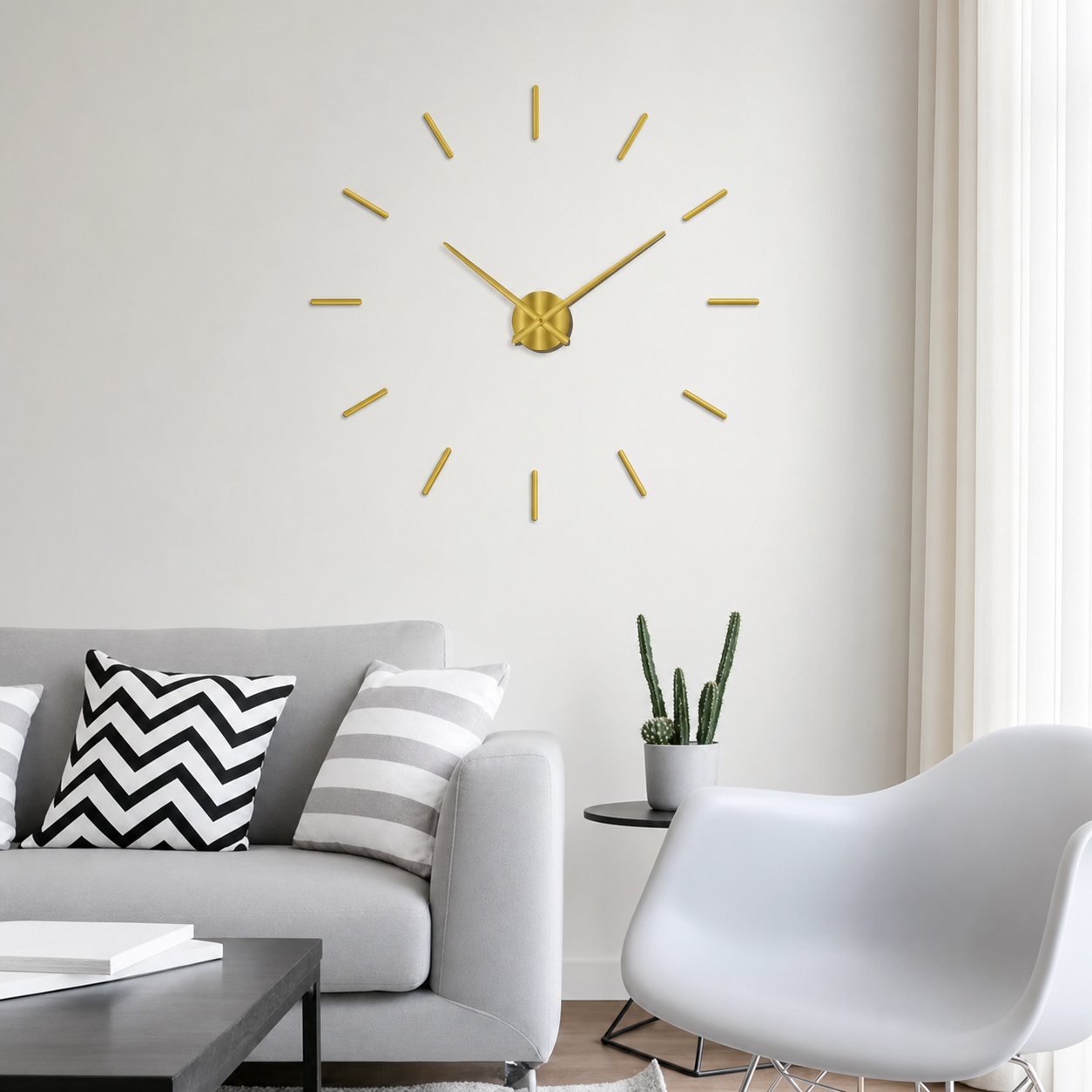 Horloge Murale Minimaliste 40 cm – Chiffres Dorés et Lecture Analogique
