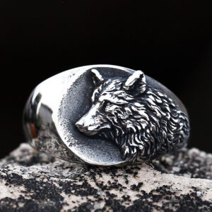 Bague Loup Viking 316L – Profil Nordique