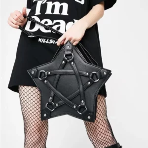Sac Gothique Pentagramme – Bandoulière Noire à Rivets