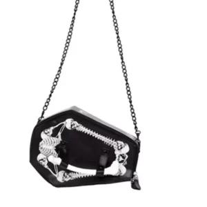 Sac Gothique Cercueil – Bandoulière Noire à Squelettes