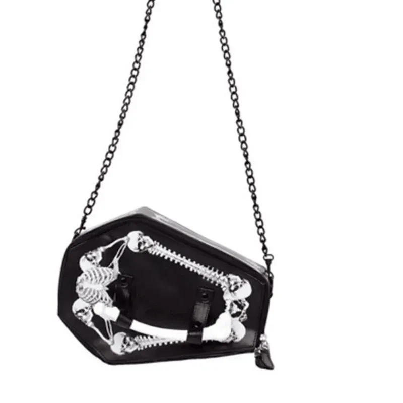 Sac Gothique Cercueil – Bandoulière Noire à Squelettes