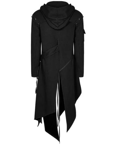 Veste à Capuche Dieselpunk Noire – Coupe Asymétrique et Sangles – Image 4