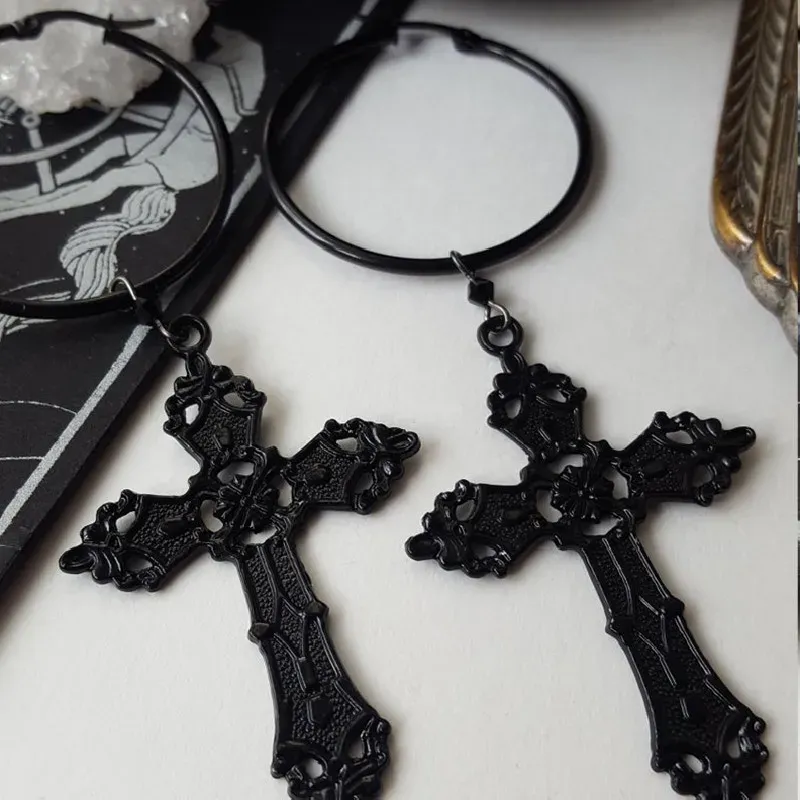 Collier Gothique Croix Noire – Chaîne à Billes – Image 5