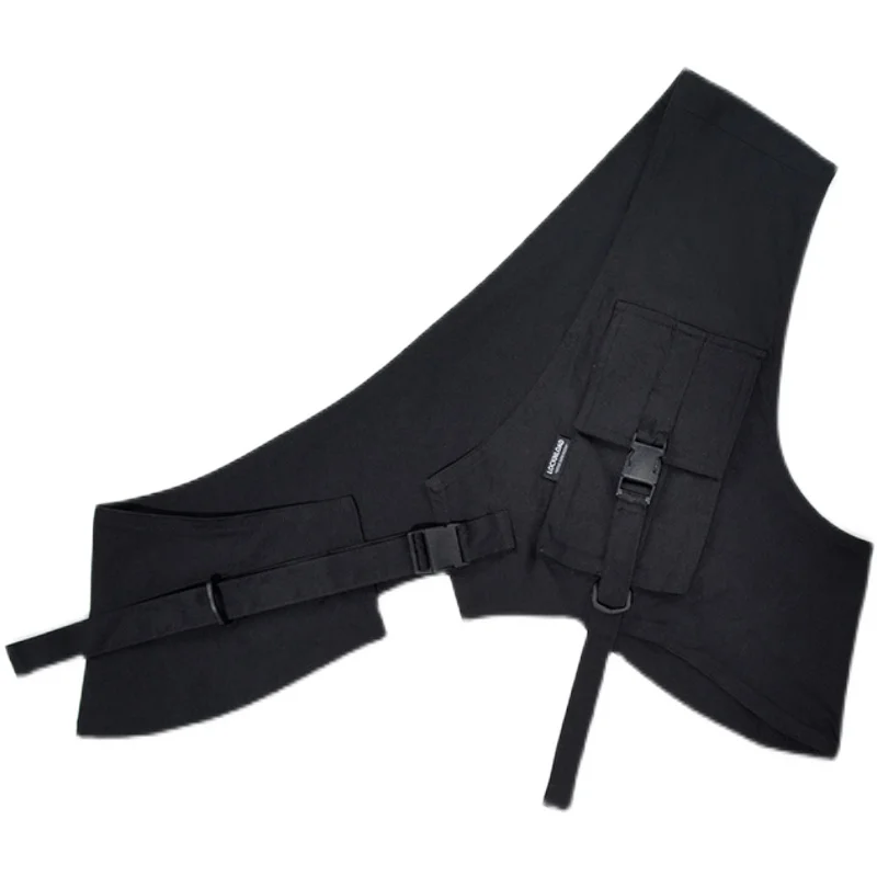 Gilet Techwear Asymétrique Noir – Poches et Sangles Réglables – Image 5
