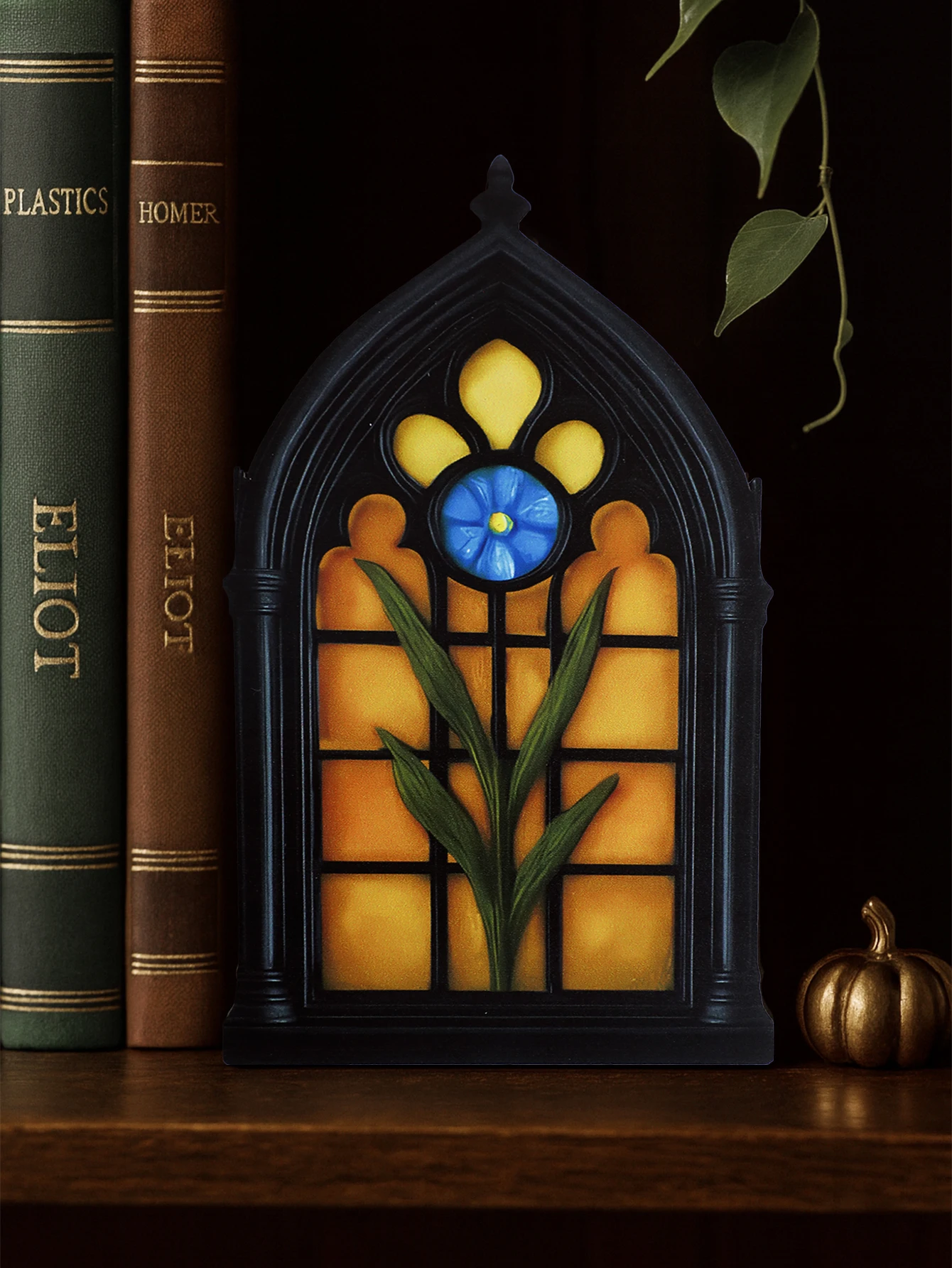 Déco Gothique en Forme de Fenêtre – Motif Floral Coloré – Image 2