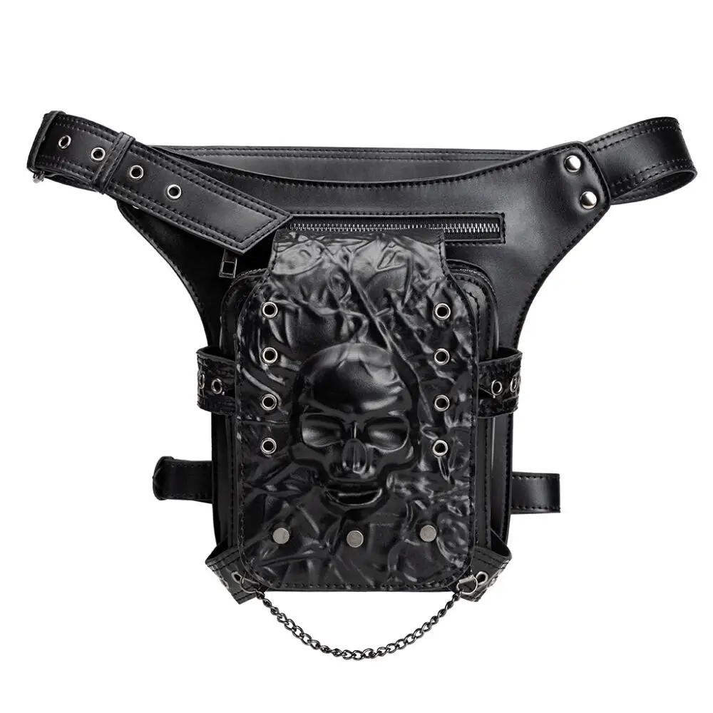 Sac Banane Punk Crâne – Poche Centrale et Chaîne