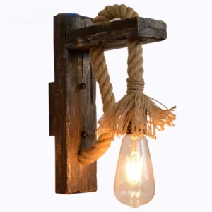 Applique Murale Industrielle Bois & Métal – Finition Noire