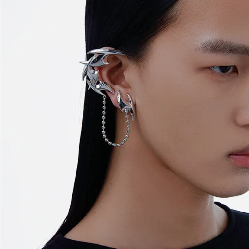 Pendant d Oreille Cyberpunk Fleche Argente – Image 2