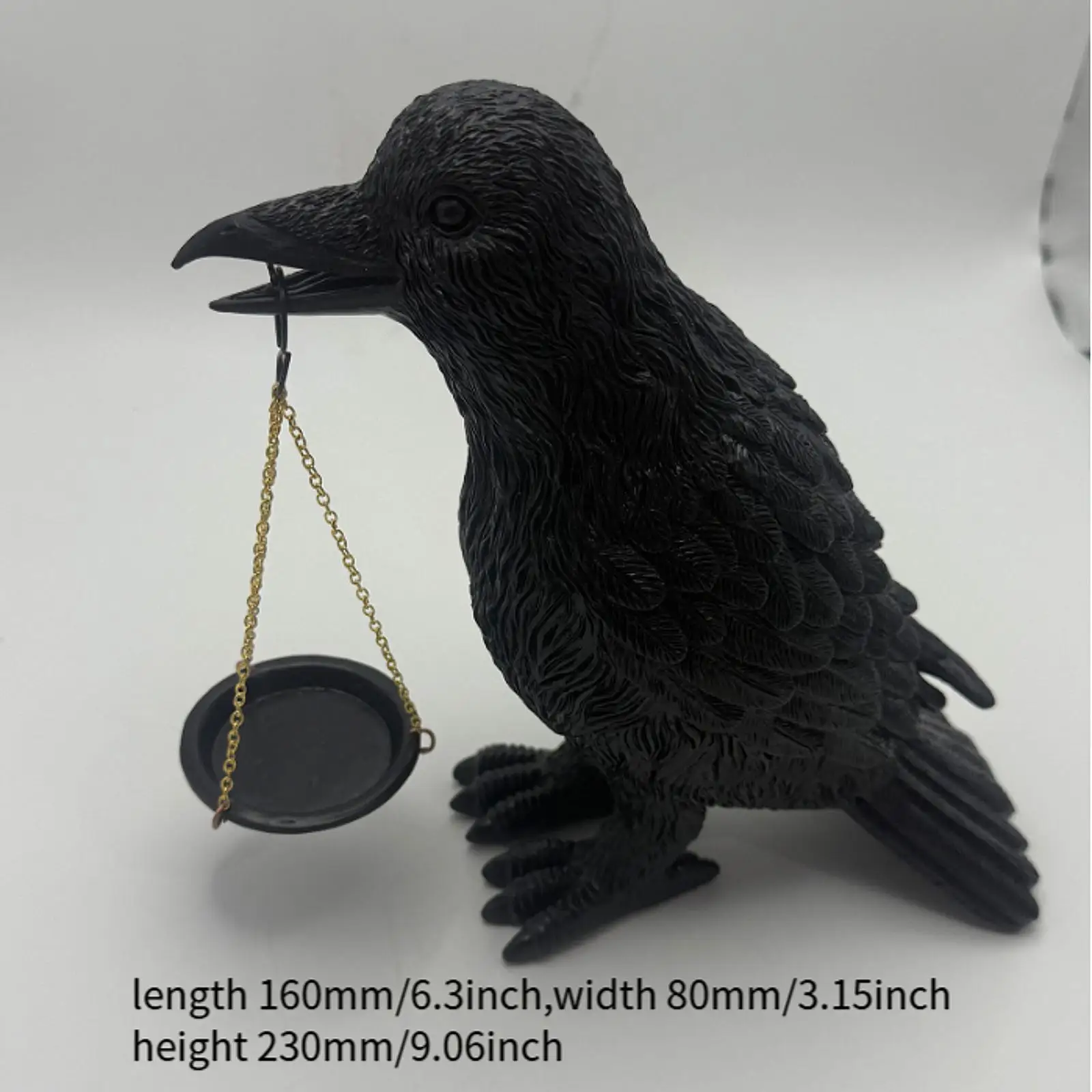 Bougeoir Gothique Corbeau – Sculpture Noire – Image 6