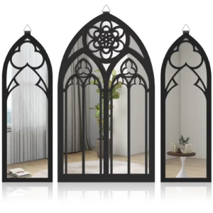 Miroirs Gothiques en Arche – Triptyque Cathédrale Noir
