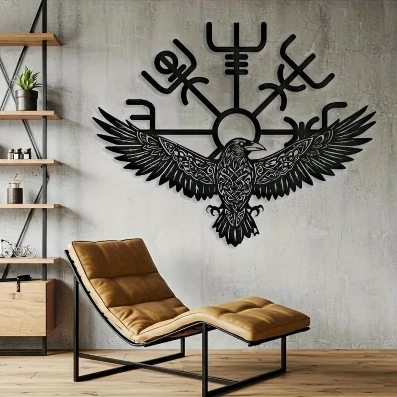 Décoration Murale Corbeau Viking – Ailes Déployées et Symboles – Image 3