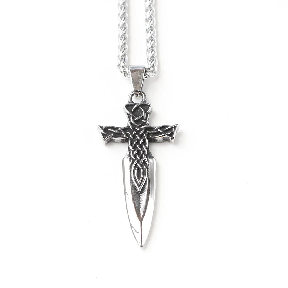Collier Gothique Épée & Nœud Celtique – Pendentif Argenté – Image 2