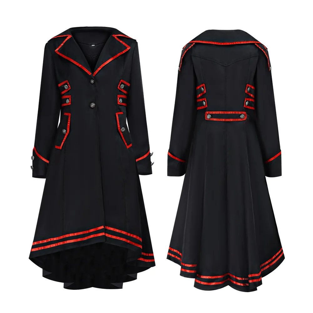 Manteau Gothique Queue-de-Pie – Liserés Rouges – Image 4
