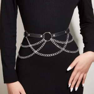 Ceinture Gothique a Chainettes et Anneau Central