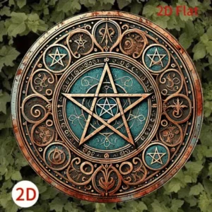 Plaque Gothique Pentagramme – Décor Mural Métal Patiné