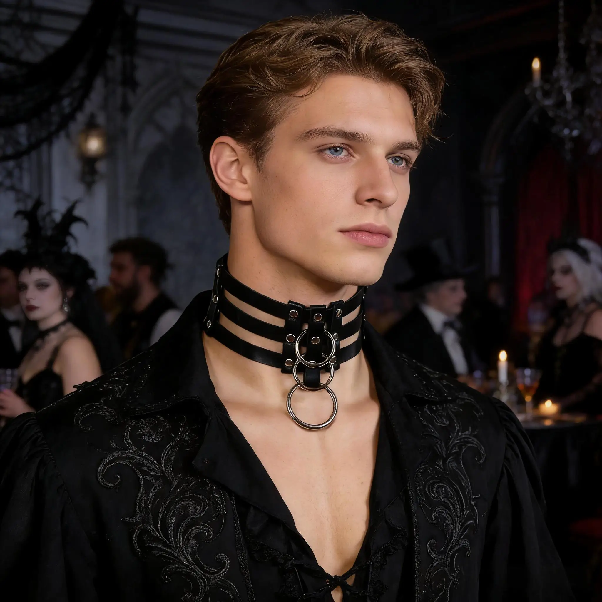 Collier Ras-du-Cou à Trois Bandes – Anneaux Argentés