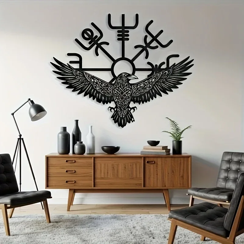 Décoration Murale Corbeau Viking – Ailes Déployées et Symboles – Image 4