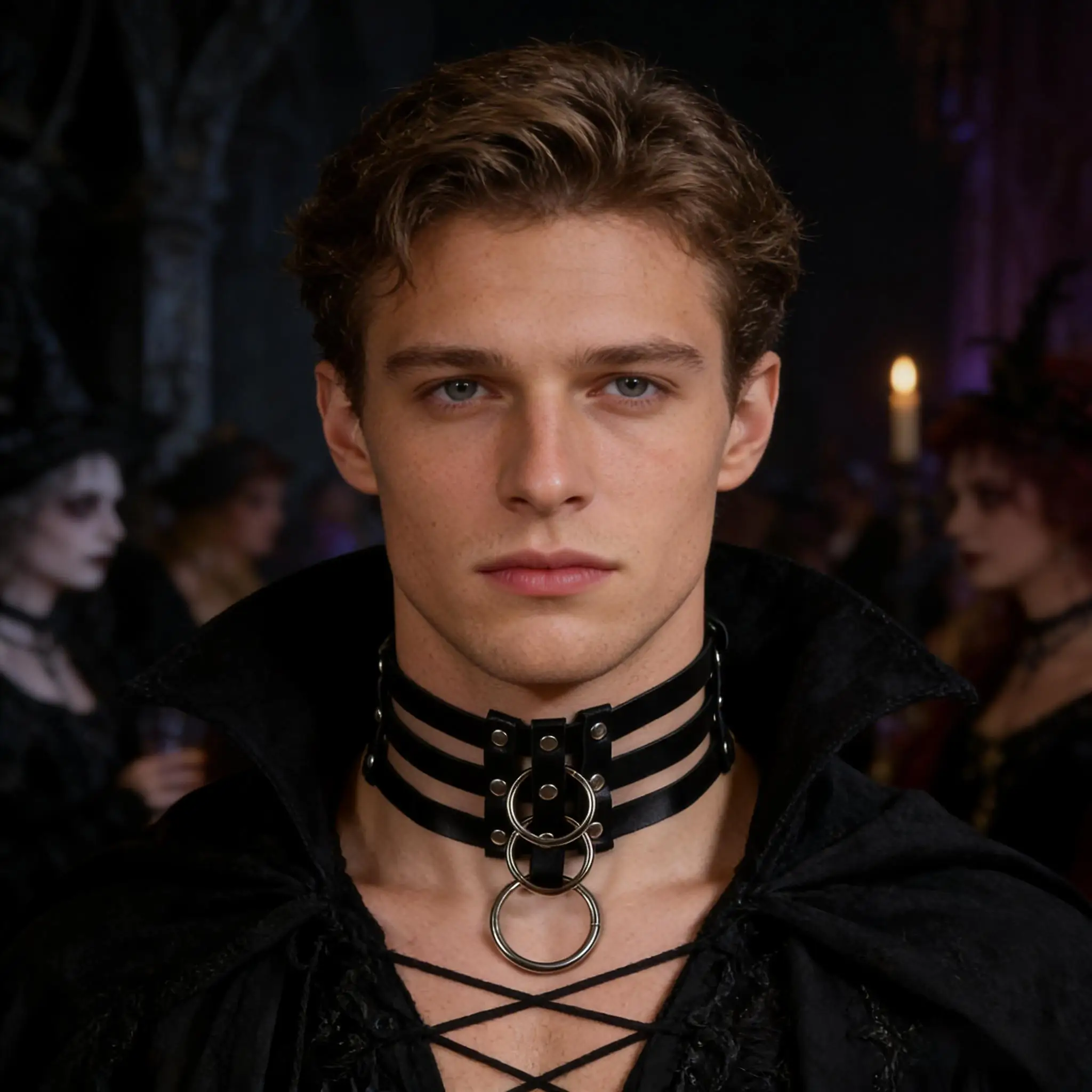 Collier Ras-du-Cou à Trois Bandes – Anneaux Argentés – Image 2