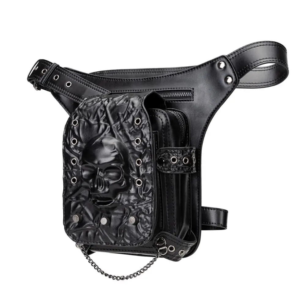 Sac Banane Punk Crâne – Poche Centrale et Chaîne – Image 2