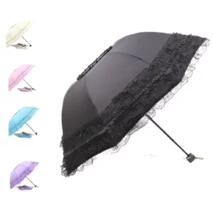 Parapluie Gothique Noir en Dentelle