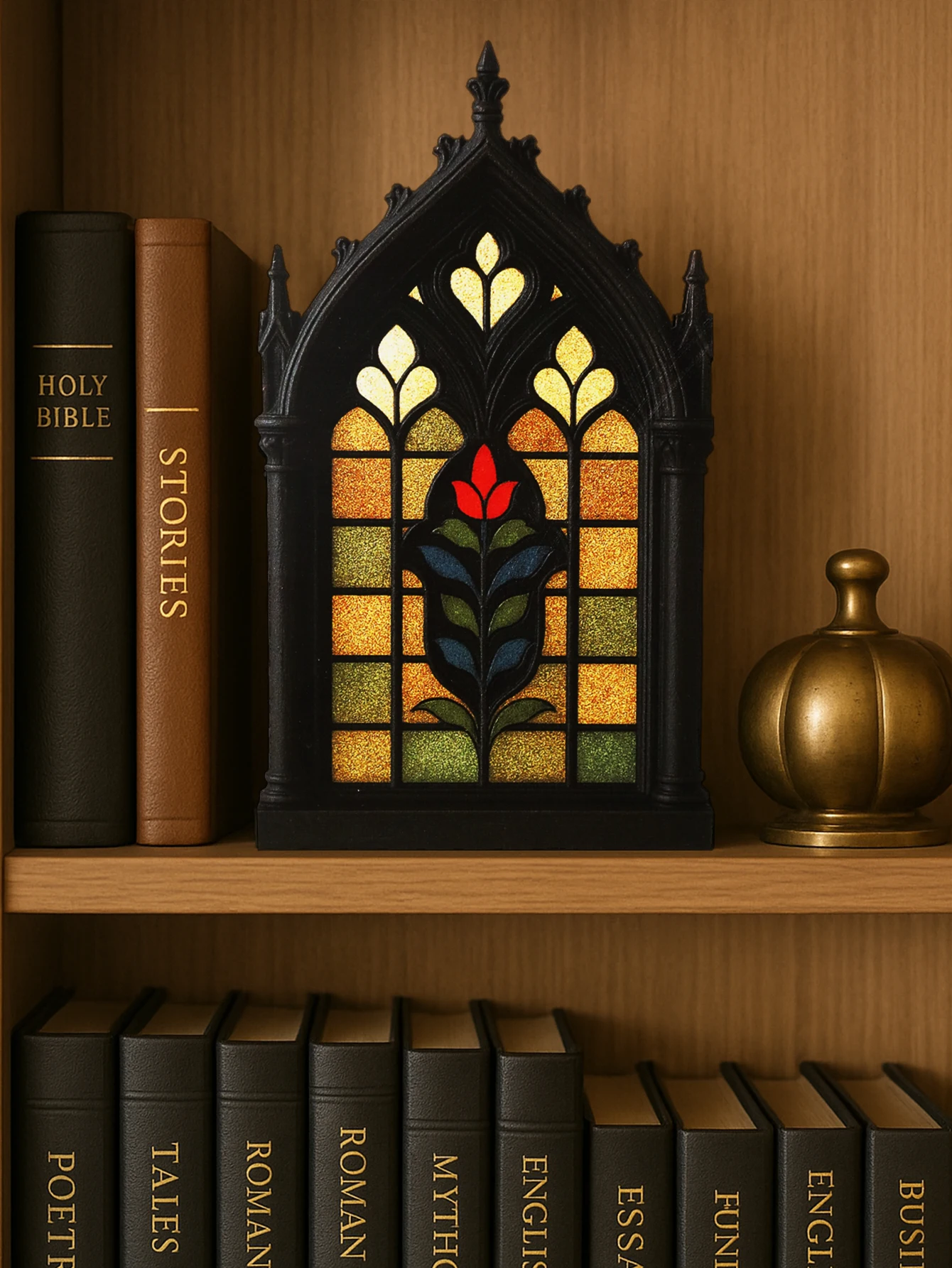 Déco Gothique en Forme de Fenêtre – Motif Floral Coloré – Image 5