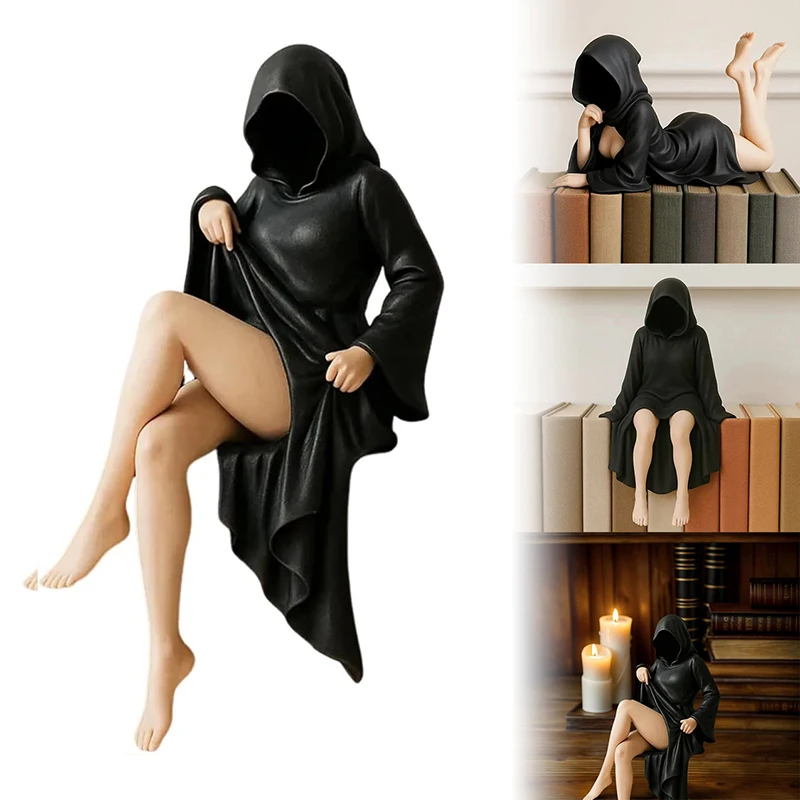 Statuette Gothique Masquée – Silhouette à Capuche