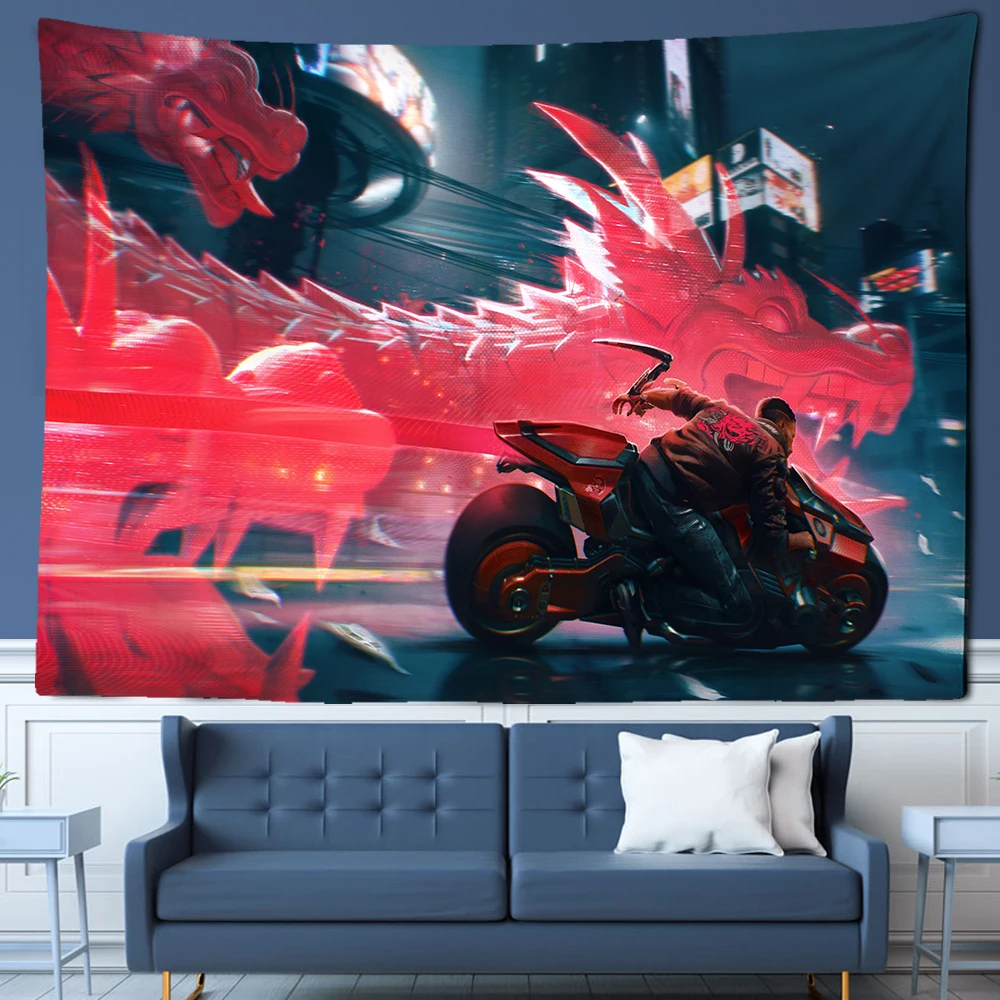 Tapisserie Cyberpunk Future City – Néons Multicolores – Image 6