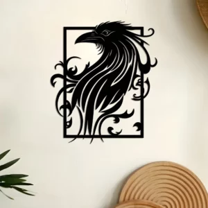 Déco Murale Gothique Corbeau – Silhouette Métallique Ajourée