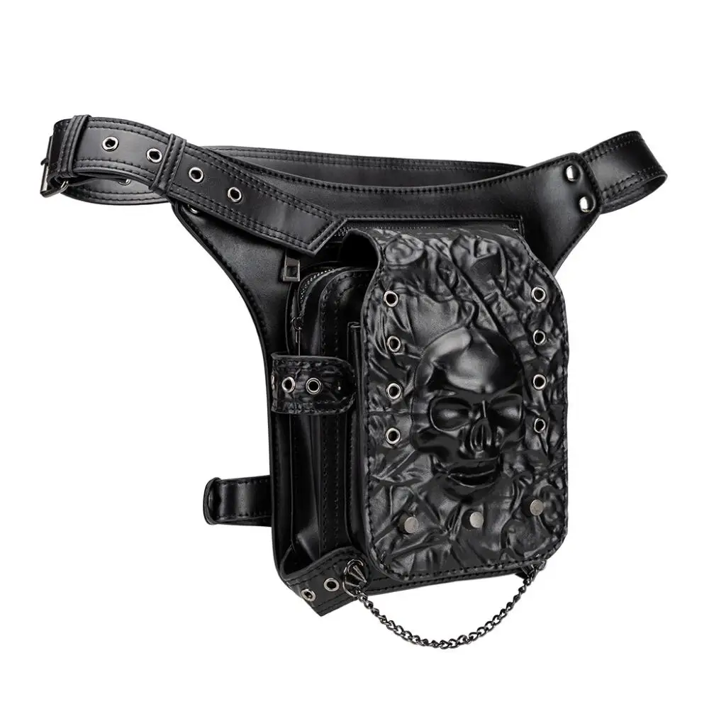 Sac Banane Punk Crâne – Poche Centrale et Chaîne – Image 5