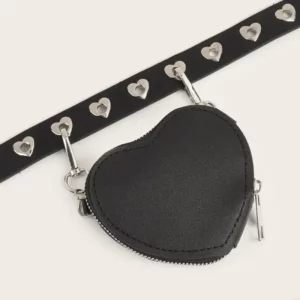 Pochette Gothique Coeur Noir – Ceinture a Oeillets