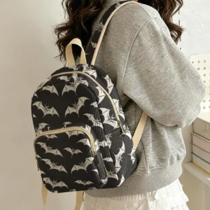 Sac à Dos Gothique Motif Chauves-Souris – Multi-Poches