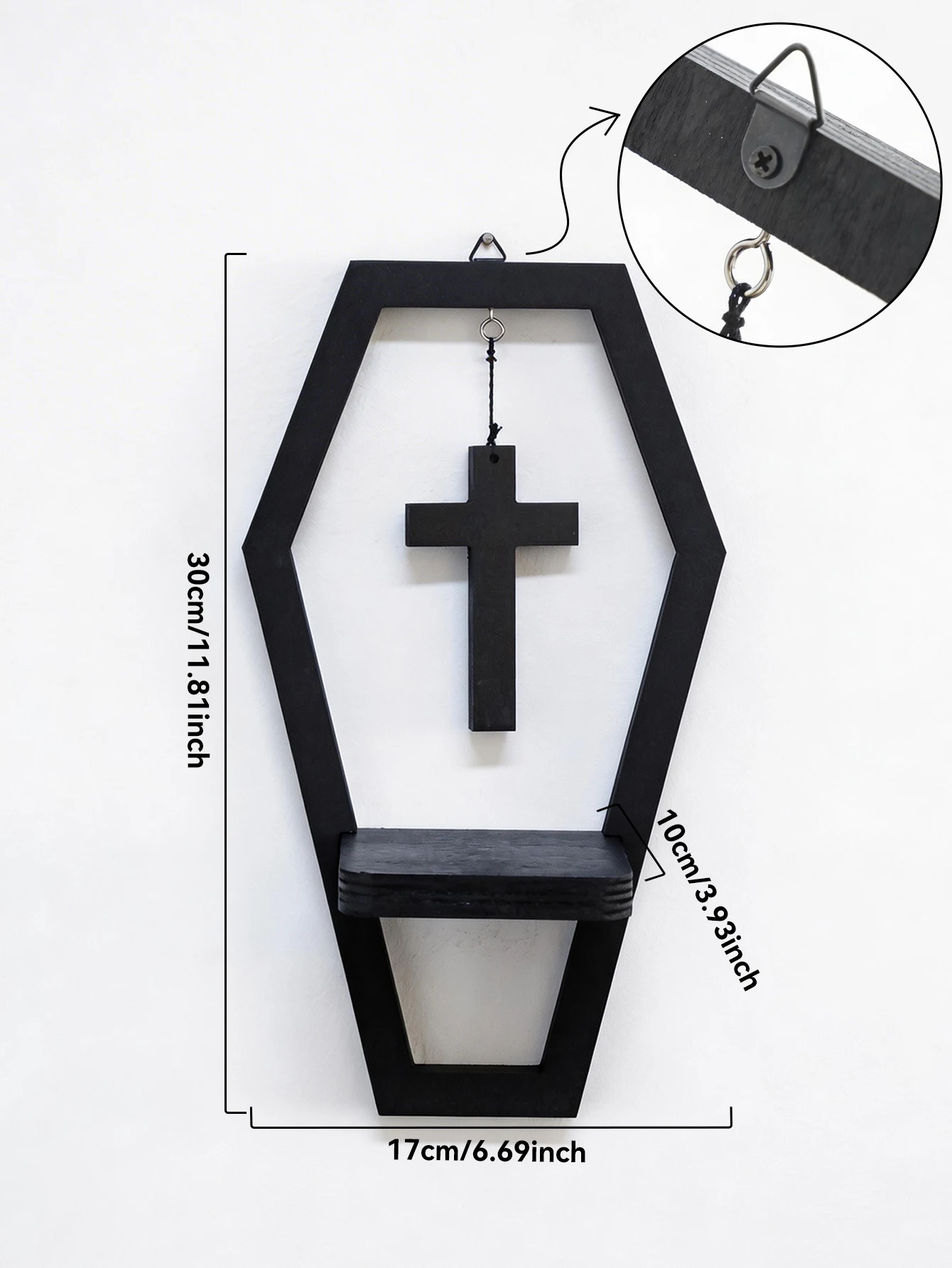 Étagère Murale Gothique Cercueil – Arche Noire et Croix – Image 6