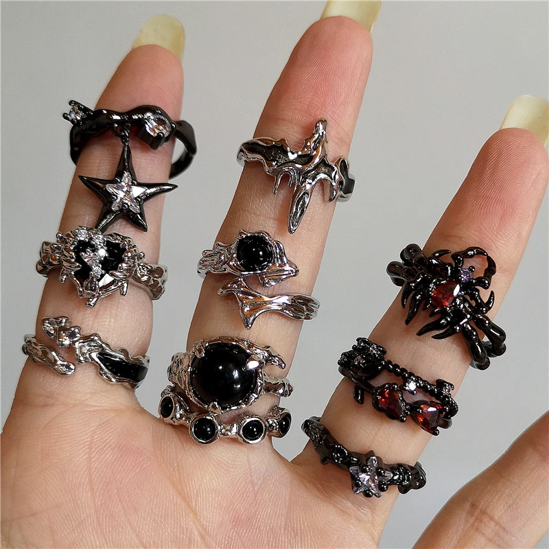 Bague Gothique Araignée – Cristal Noir – Image 4