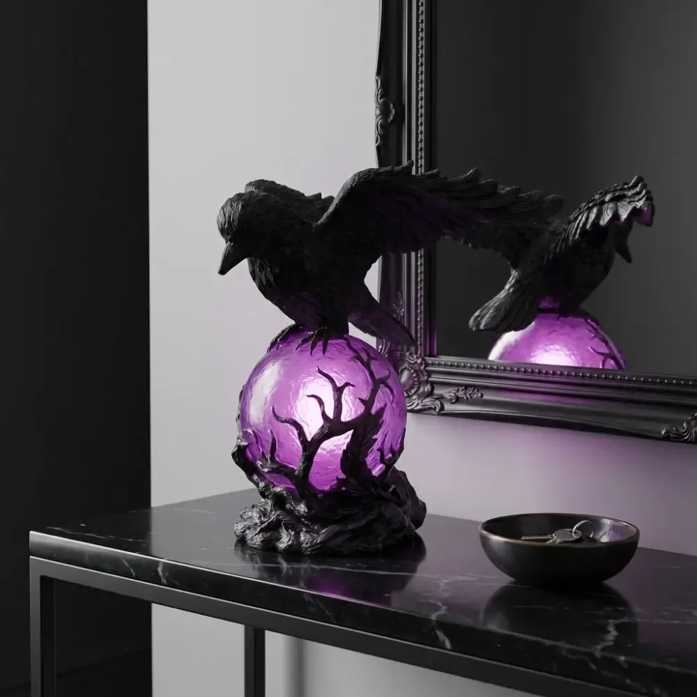 Lampe Gothique Corbeau à Sphère Lumineuse