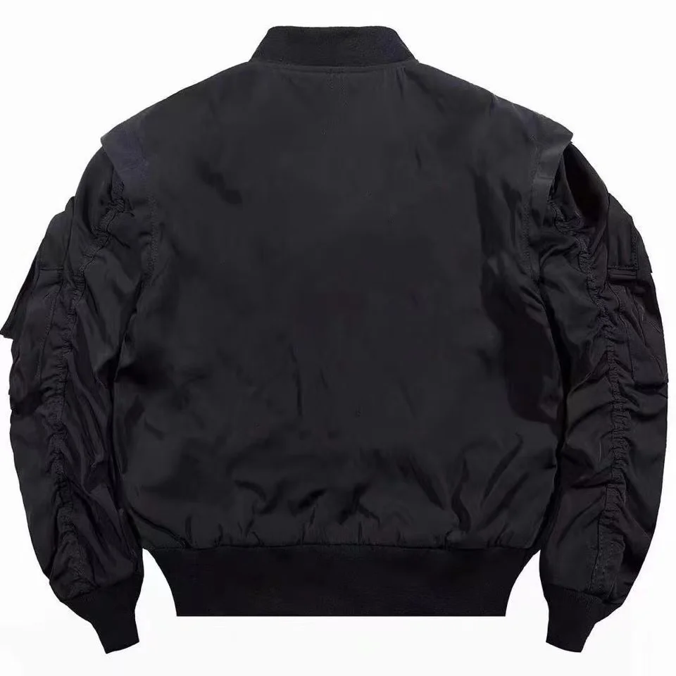 Veste Bomber Techwear Skull – Noir à Écussons – Image 3