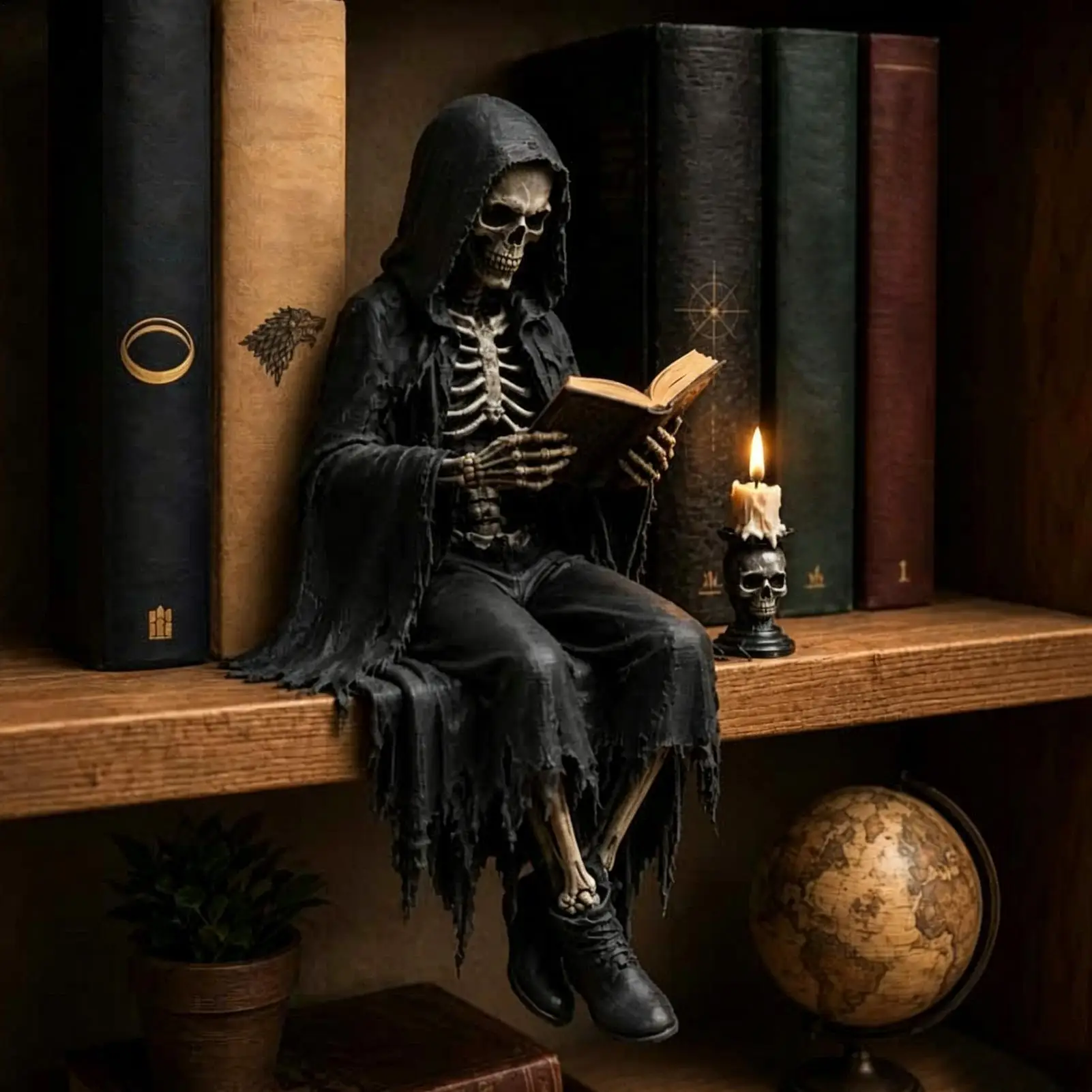 Figurine Gothique en Robe – Silhouette Sombre pour Étagère – Image 2
