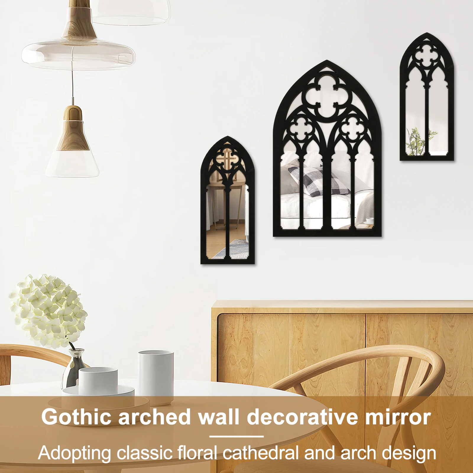Miroirs Gothiques en Arche – Triptyque Cathédrale Noir – Image 5