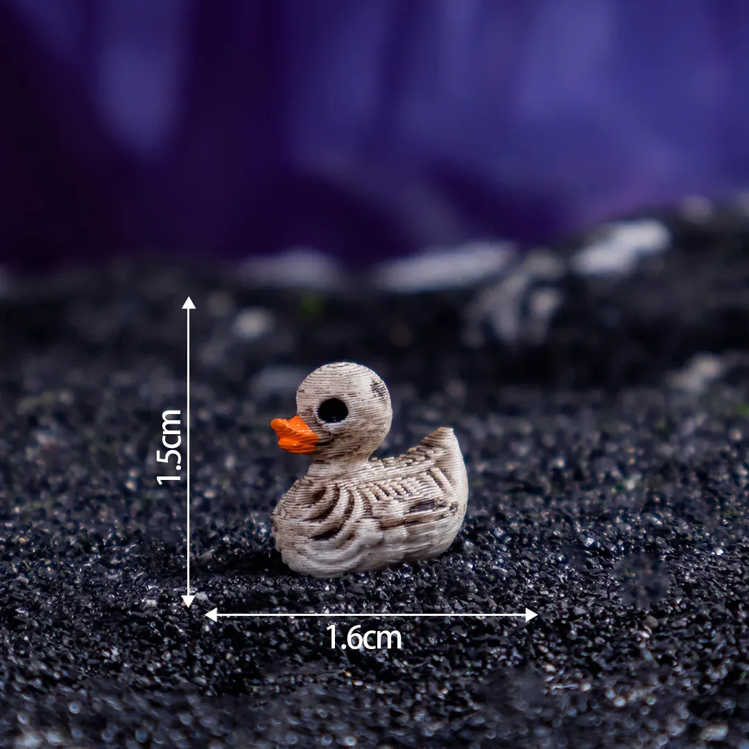 Mini Figurine Gothique Canard Squelette – Décor Résine