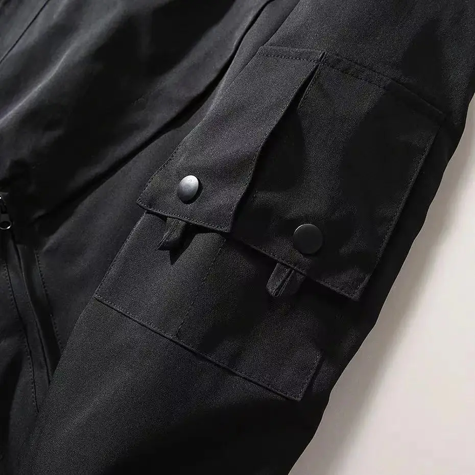 Veste Bomber Techwear Skull – Noir à Écussons – Image 6