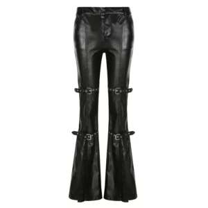 Pantalon Gothique Noir Flare a Sang les et Boucles