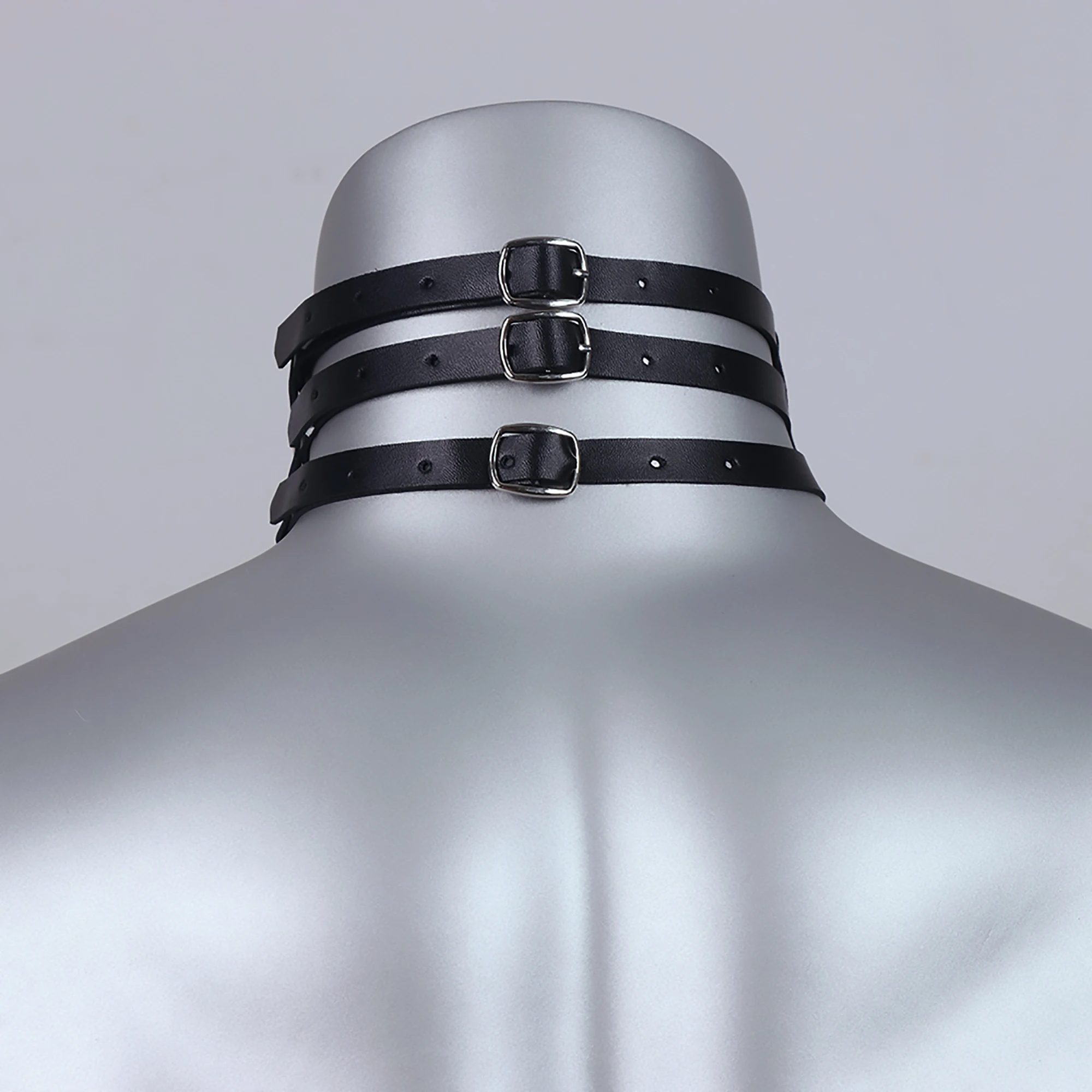Collier Ras-du-Cou à Trois Bandes – Anneaux Argentés – Image 6