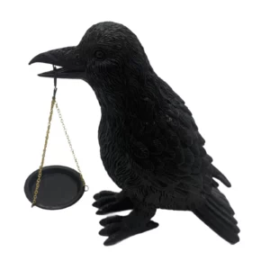 Bougeoir Gothique Corbeau – Sculpture Noire