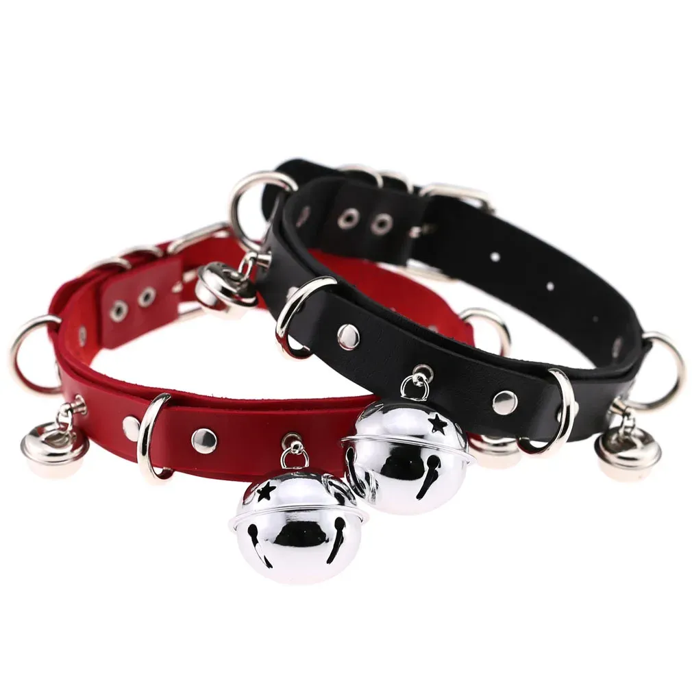 Choker Gothique a Clochettes – Noir et Metal Argente