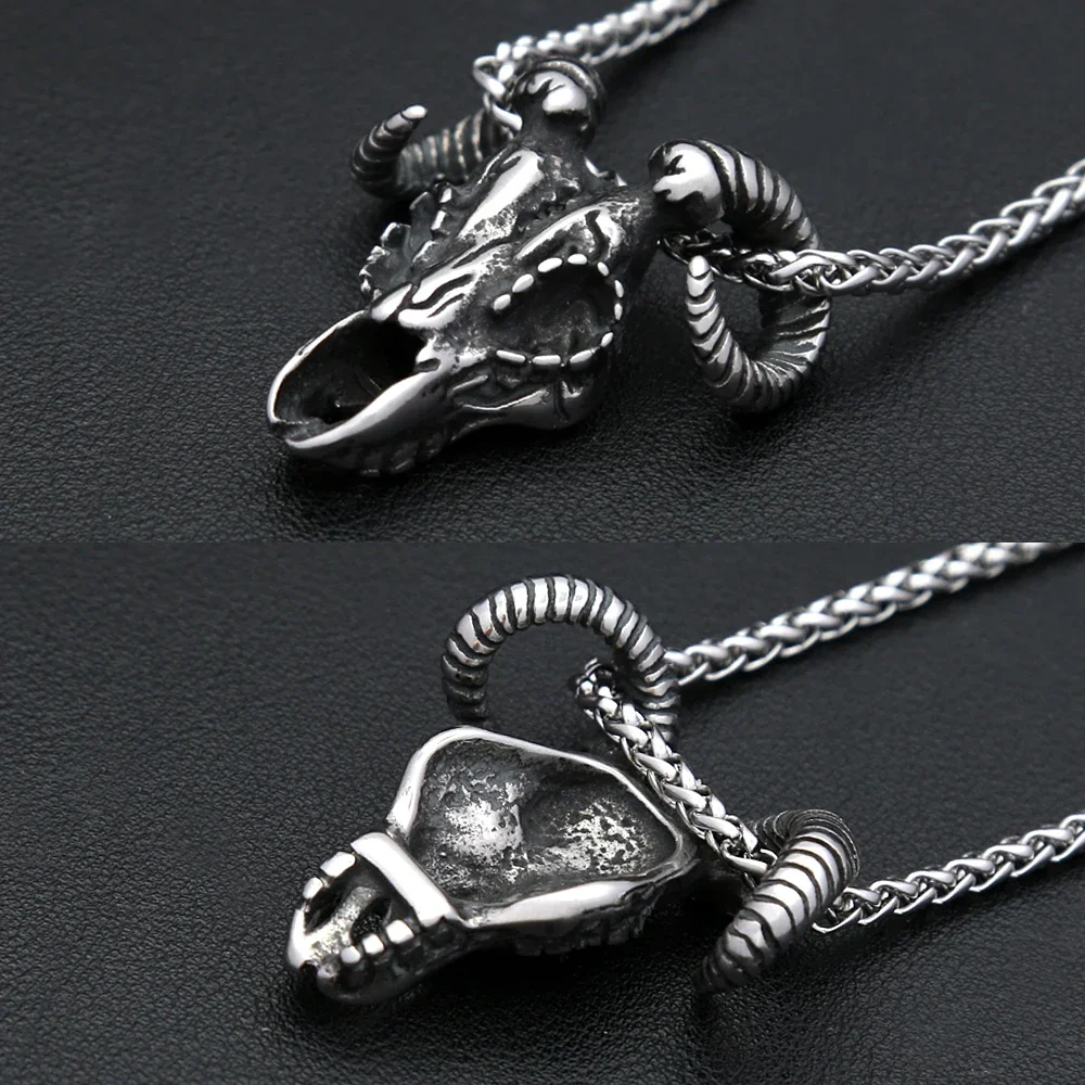 Collier Gothique Tête de Chèvre – Pendentif Argenté – Image 2