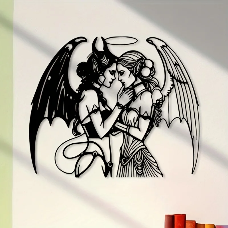 Sculpture Murale Gothique Ange & Démon – Ailes Contrastées – Image 5