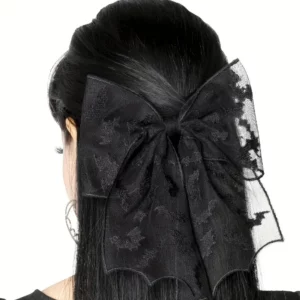 Barrette Gothique Noire Nœud Chauves-Souris