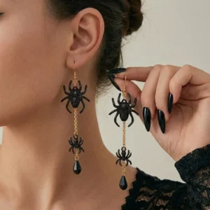 Boucles Gothiques Araignees Noires et Chainette