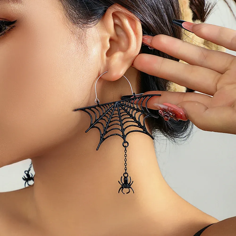 Boucles Gothiques Toile Citrouille et Araignee